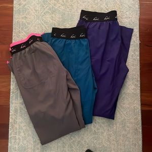 Set of three colored koi slim fit scrub pants size small